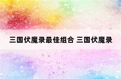 三国伏魔录最佳组合 三国伏魔录